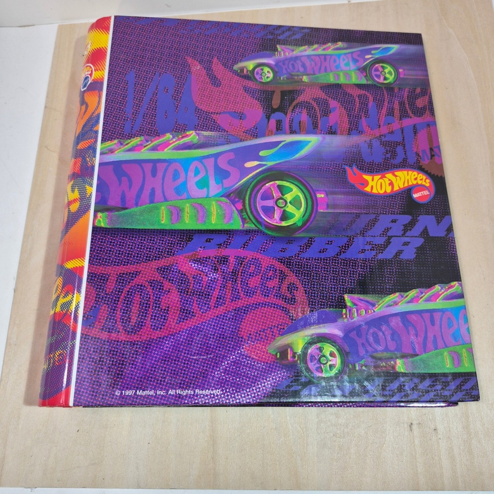 Vintage 1997 Hot Wheels Mead Organizer Binder 3-Ring Burnin‎ Rubber 29200 Purple